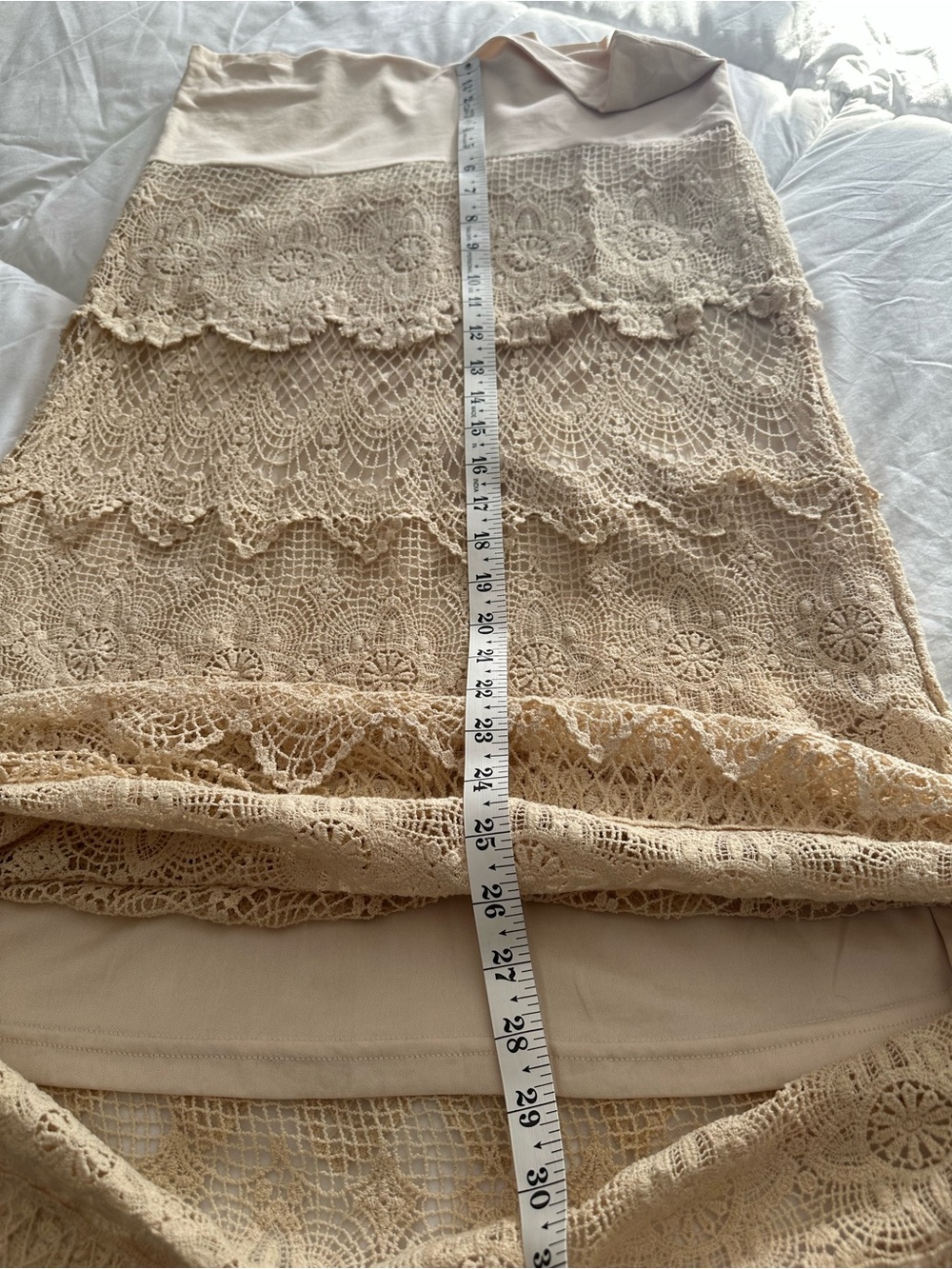 Solitaire NWT Crochet Lace Maxi Skirt Creamy Tan size large - Picture 10 of 12